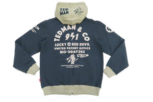 Tedman Full Zip Hoodie Men's Graphic Printed Zip-Up Hooded Sweatshirt TDSP-157 Navy-Blue/Beige