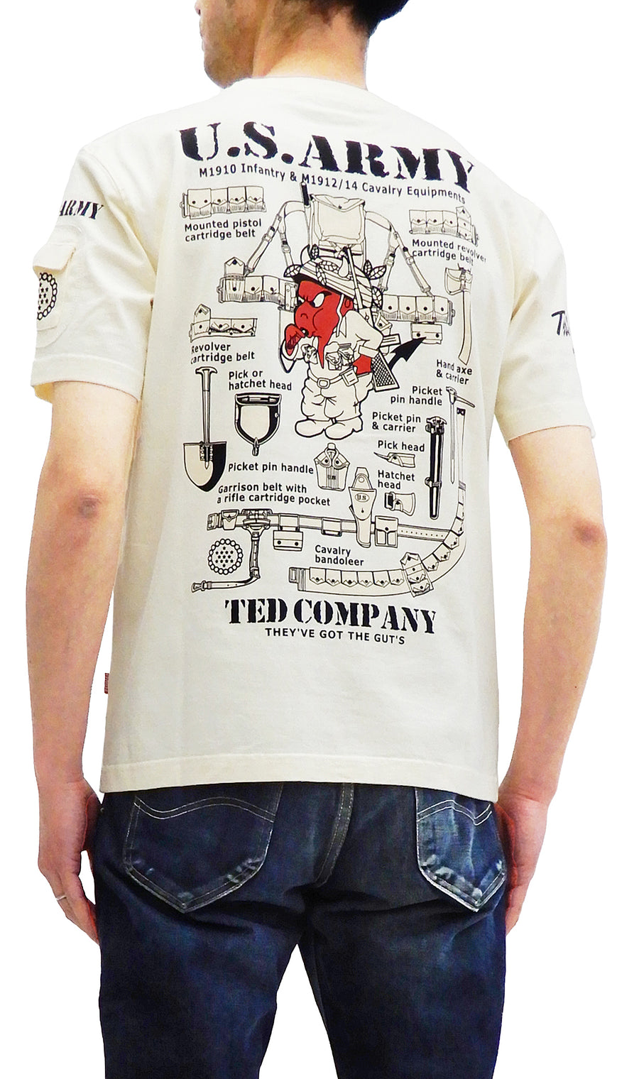 Tedman T-Shirt Men's Lucky devil ARMY Military Graphic Short Sleeve Tee TDSS-514 Off-Color