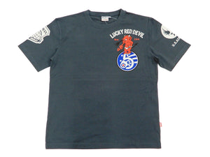 Tedman T-Shirt Men's Lucky Devil Military Graphic Short Sleeve Tee TDSS-527 Navy-Blue