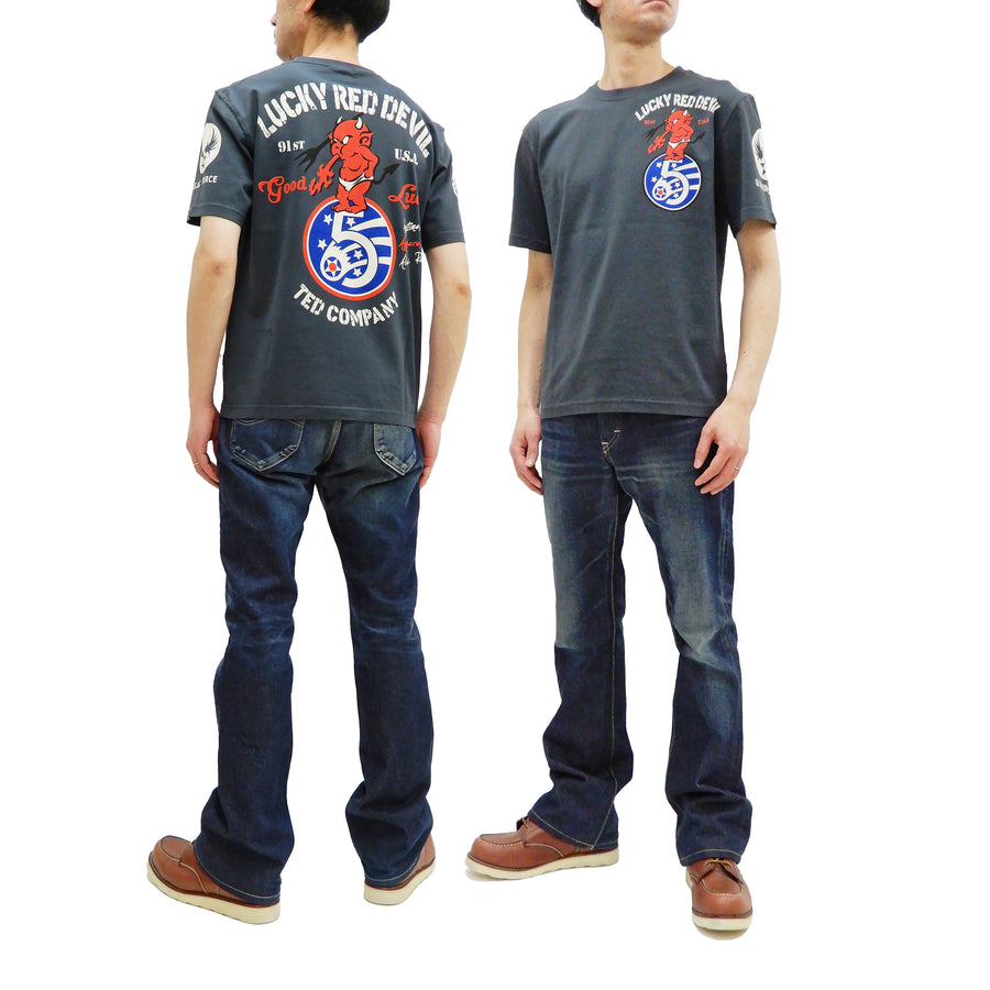 Tedman T-Shirt Men's Lucky Devil Military Graphic Short Sleeve Tee TDSS-527 Navy-Blue