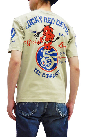 Tedman T-Shirt Men's Lucky Devil Military Graphic Short Sleeve Tee TDSS-527 Beige
