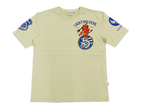 Tedman T-Shirt Men's Lucky Devil Military Graphic Short Sleeve Tee TDSS-527 Beige