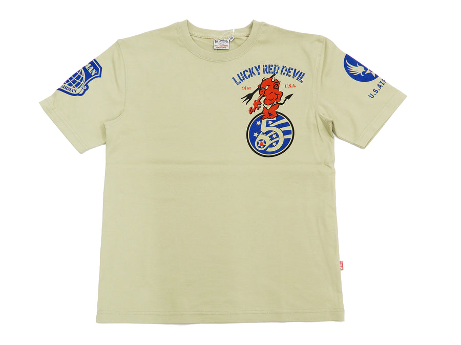 Tedman T-Shirt Men's Lucky Devil Military Graphic Short Sleeve Tee TDSS-527 Beige