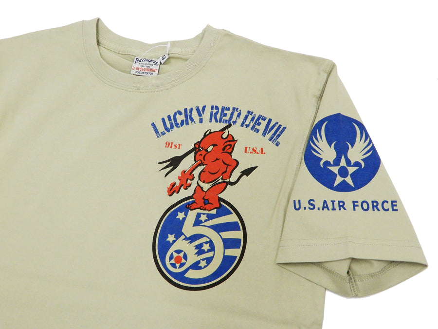 Tedman T-Shirt Men's Lucky Devil Military Graphic Short Sleeve Tee TDSS-527 Beige