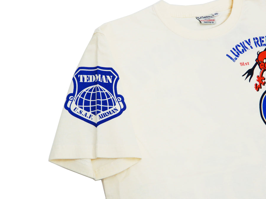 Tedman T-Shirt Men's Lucky Devil Military Graphic Short Sleeve Tee TDSS-527 Off-White