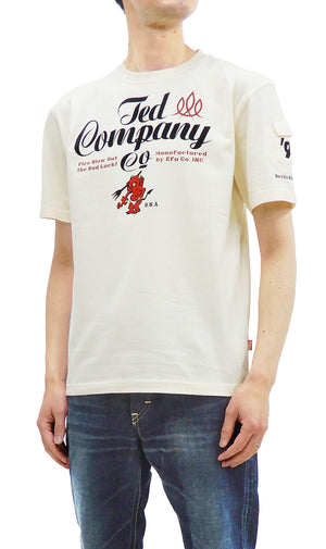Tedman T-Shirt Men's Lucky Devil Graphic Short Sleeve Tee TDSS-535 Off-White