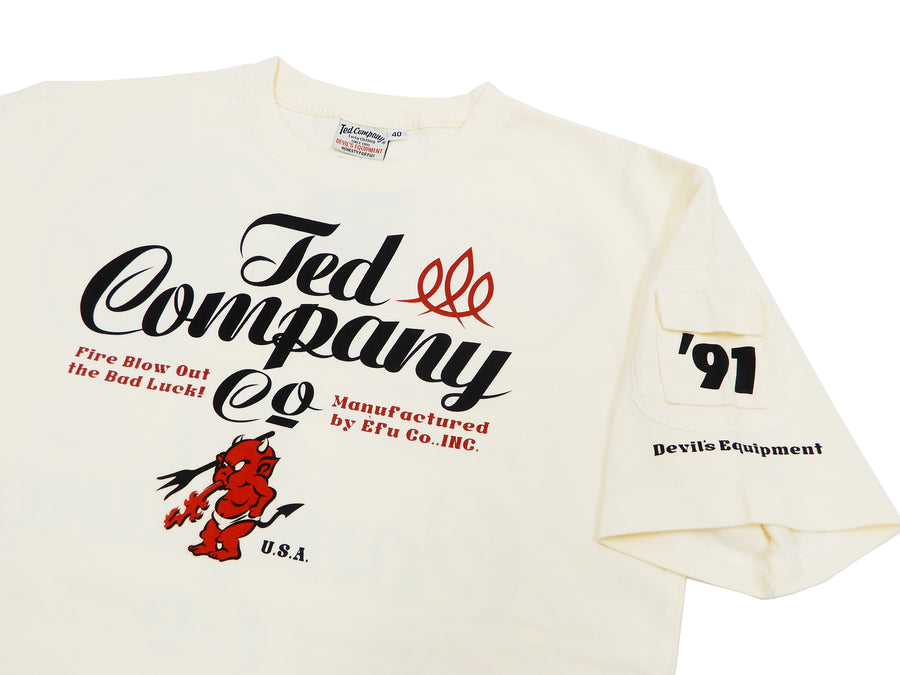 Tedman T-Shirt Men's Lucky Devil Graphic Short Sleeve Tee TDSS-535 Off-White