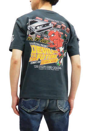Tedman T-Shirt Men's Lucky Devil Graphic Short Sleeve Tee Efu-Shokai TDSS-539 Faded-Dark-Blue