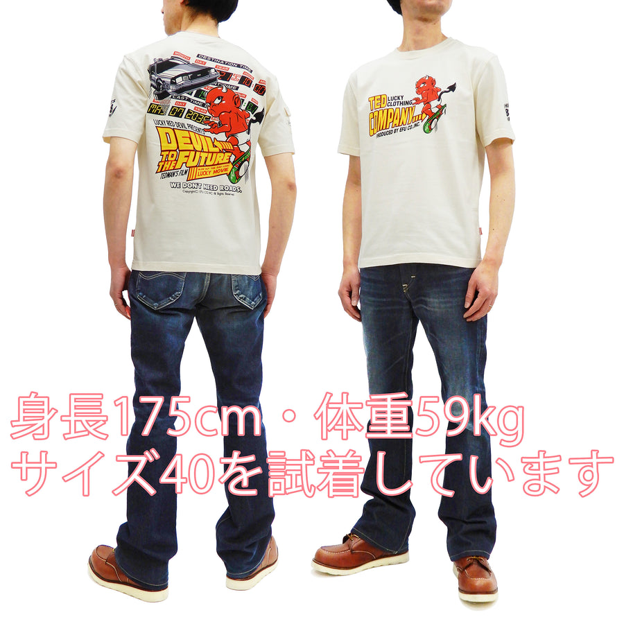 Tedman T-Shirt Men's Lucky Devil Graphic Short Sleeve Tee Efu-Shokai TDSS-539 Off-White