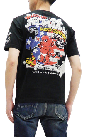 Tedman T-Shirt Men's Lucky Devil Jigsaw Puzzle Graphic Short Sleeve Tee Efu-Shokai TDSS-541 Black
