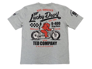 Tedman T-Shirt Men's Lucky Devil Motorcycle Graphic Short Sleeve Tee Efu-Shokai TDSS-542 Ash-Gray