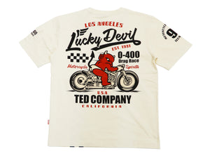 Tedman T-Shirt Men's Lucky Devil Motorcycle Graphic Short Sleeve Tee Efu-Shokai TDSS-542 Off-White