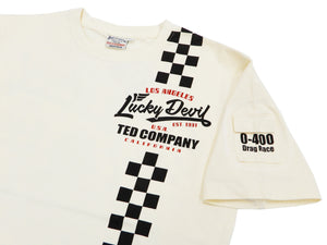 Tedman T-Shirt Men's Lucky Devil Motorcycle Graphic Short Sleeve Tee Efu-Shokai TDSS-542 Off-White
