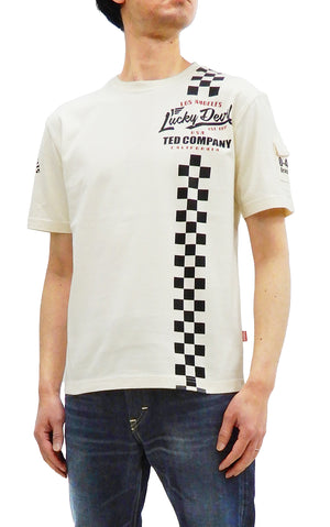 Tedman T-Shirt Men's Lucky Devil Motorcycle Graphic Short Sleeve Tee Efu-Shokai TDSS-542 Off-White