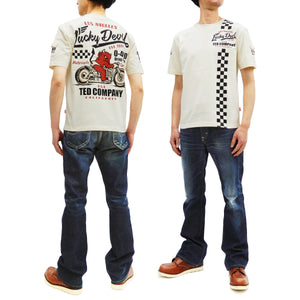 Tedman T-Shirt Men's Lucky Devil Motorcycle Graphic Short Sleeve Tee Efu-Shokai TDSS-542 Off-White