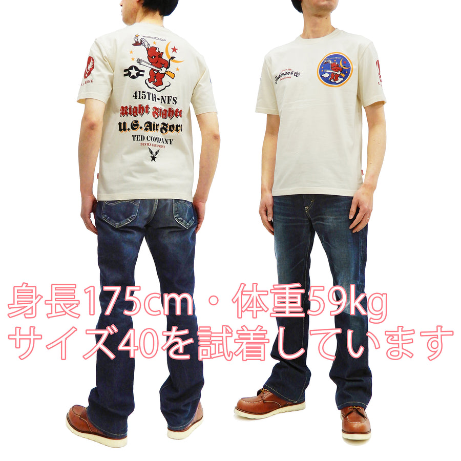 Tedman T-Shirt Men's Lucky Devil Military Graphic Short Sleeve Tee Efu-Shokai TDSS-544 Off-White