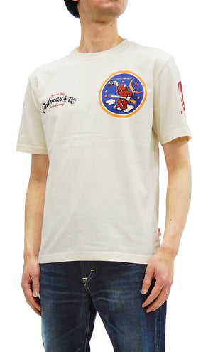 Tedman T-Shirt Men's Lucky Devil Military Graphic Short Sleeve Tee Efu-Shokai TDSS-544 Off-White
