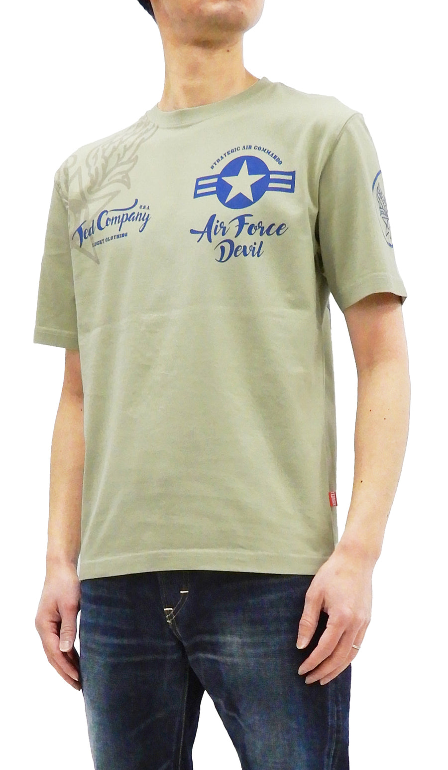 Tedman T-Shirt Men's Lucky Devil Military Graphic Short Sleeve Tee Efu-Shokai TDSS-545 Beige