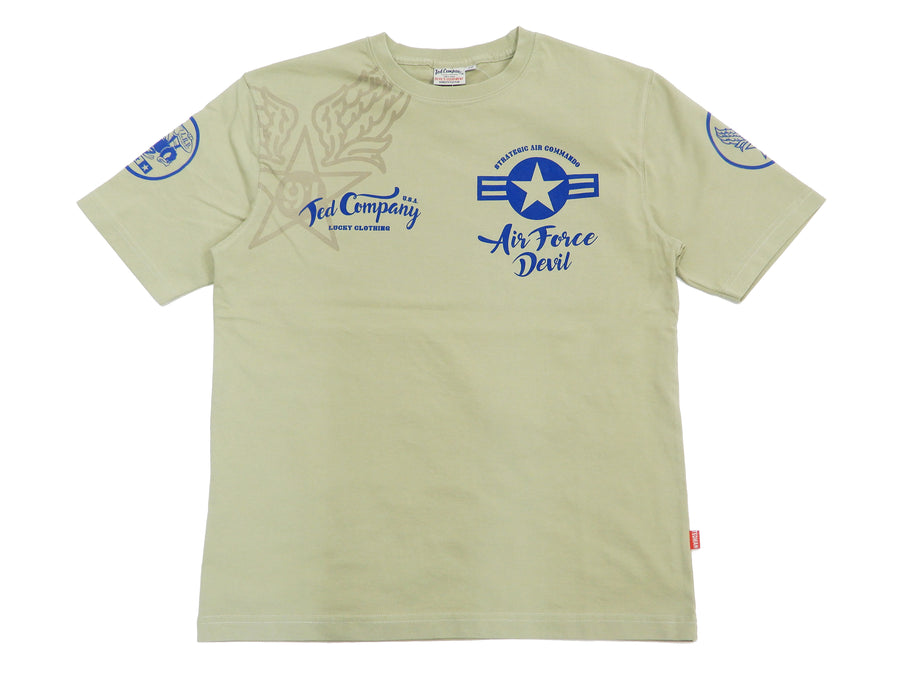 Tedman T-Shirt Men's Lucky Devil Military Graphic Short Sleeve Tee Efu-Shokai TDSS-545 Beige