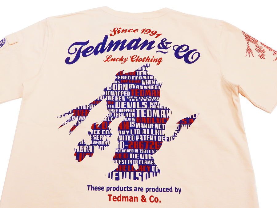 Tedman T-Shirt Men's Lucky Devil Silhouette Graphic Short Sleeve Tee Efu-Shokai TDSS-546 Pink