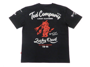 Tedman T-Shirt Men's Lucky Devil Graphic Short Sleeve Tee Efu-Shokai TDSS-547 Black