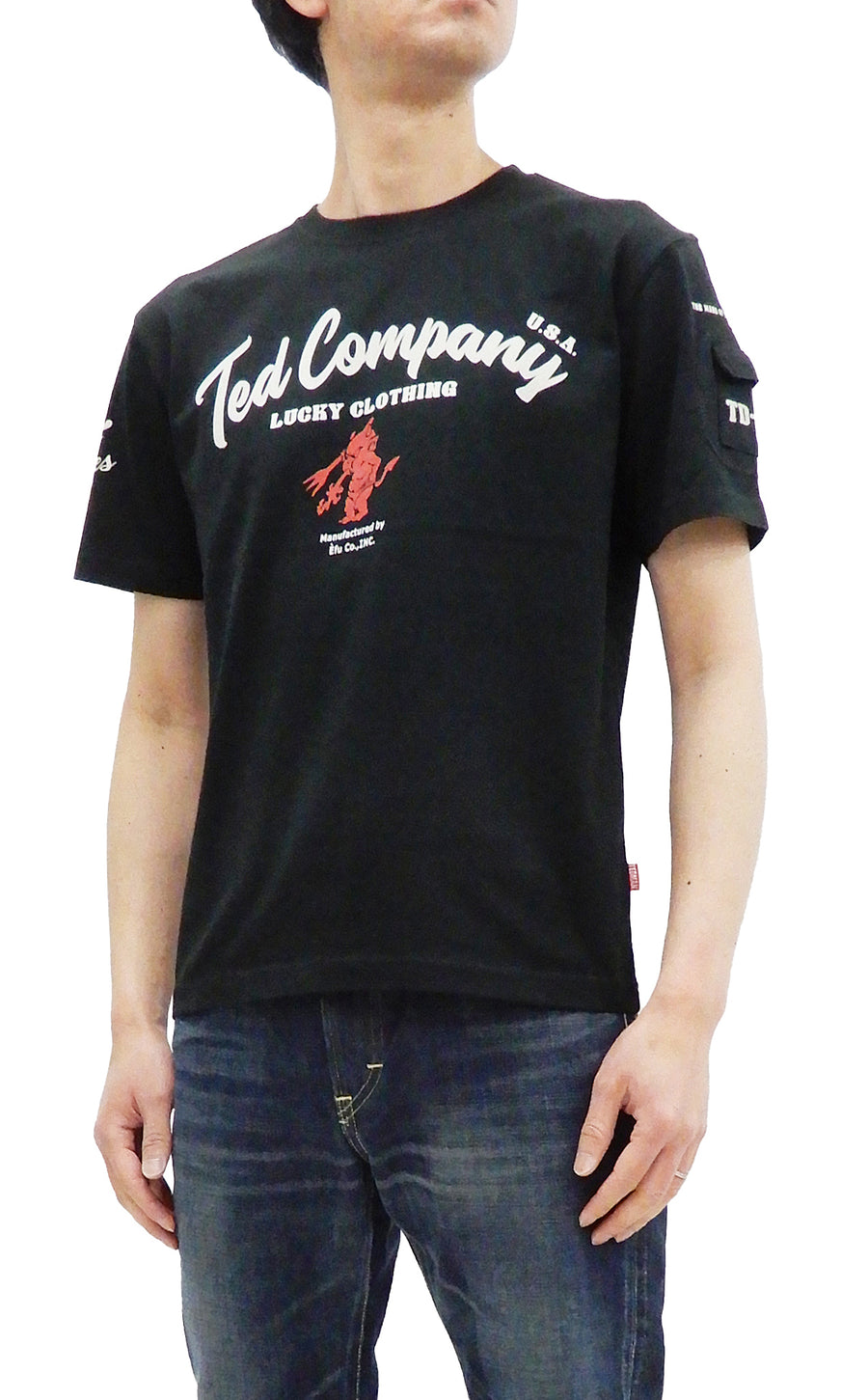 Tedman T-Shirt Men's Lucky Devil Graphic Short Sleeve Tee Efu-Shokai TDSS-547 Black