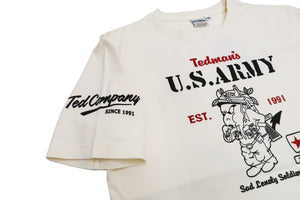 Tedman T-Shirt Men's Lucky Devil Military Graphic Short Sleeve Tee Efu-Shokai TDSS-549 Off-White