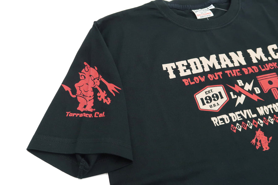 Tedman T-Shirt Men's Lucky Devil Military Graphic Short Sleeve Tee Efu-Shokai TDSS-550 Black