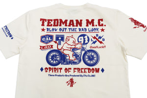 Tedman T-Shirt Men's Lucky Devil Military Graphic Short Sleeve Tee Efu-Shokai TDSS-550 Off-White