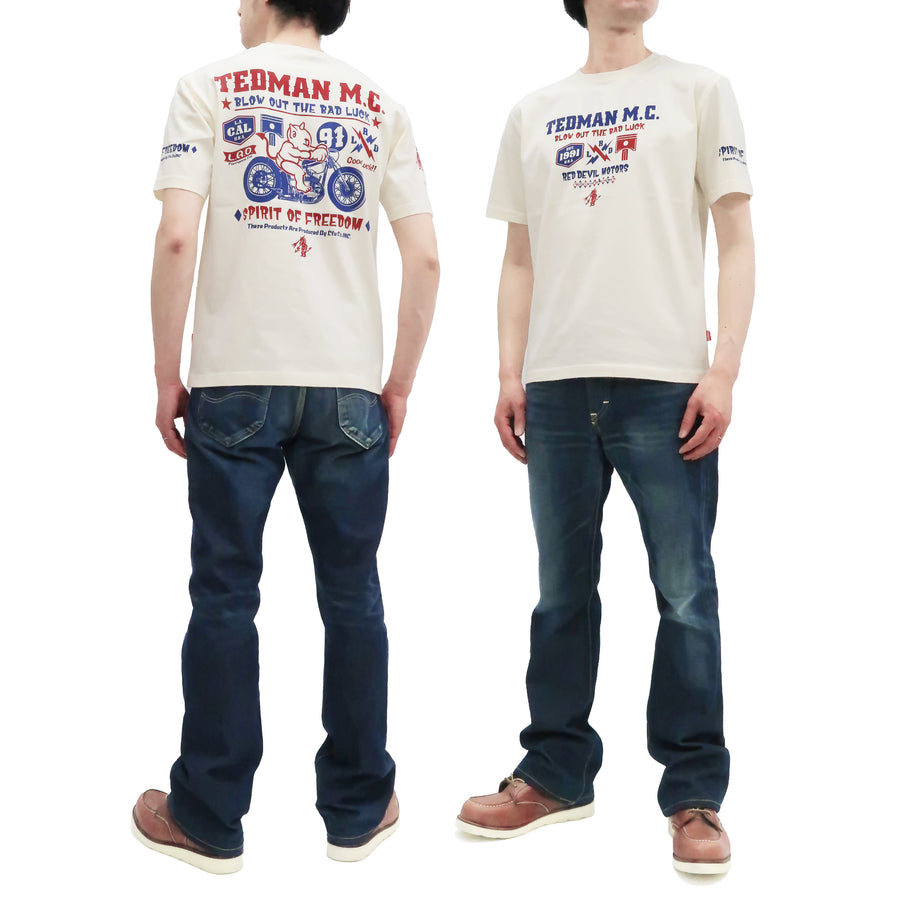 Tedman T-Shirt Men's Lucky Devil Military Graphic Short Sleeve Tee Efu-Shokai TDSS-550 Off-White