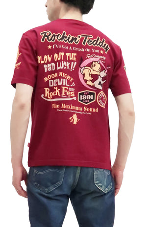 Tedman T-Shirt Men's Lucky Devil Rock Graphic Short Sleeve Tee Efu-Shokai TDSS-551 Wine-Red