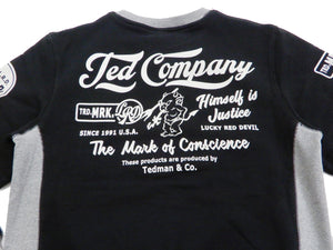 Tedman Men's Sweatshirt with Lucky Devil Graphic V-gusset Ribbed Sides TDSW-1170 Black/Gray