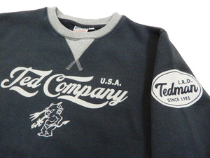 Tedman Men's Sweatshirt with Lucky Devil Graphic V-gusset Ribbed Sides TDSW-1170 Navy/Gray