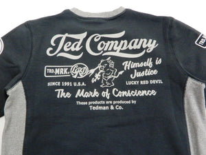 Tedman Men's Sweatshirt with Lucky Devil Graphic V-gusset Ribbed Sides TDSW-1170 Navy/Gray