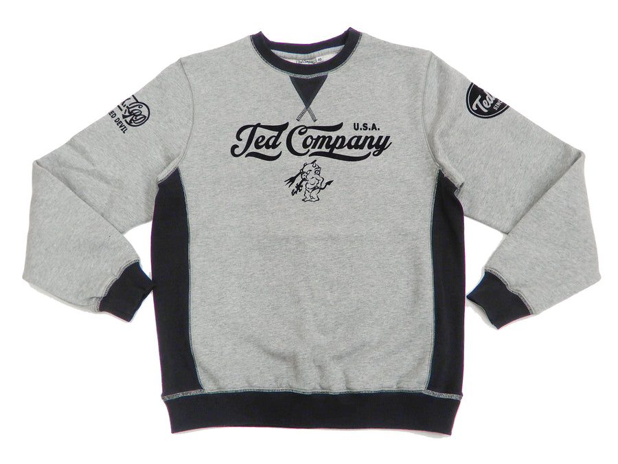 Tedman Men's Sweatshirt with Lucky Devil Graphic V-gusset Ribbed Sides TDSW-1170 Gray/Black