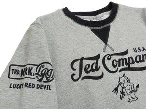 Tedman Men's Sweatshirt with Lucky Devil Graphic V-gusset Ribbed Sides TDSW-1170 Gray/Black