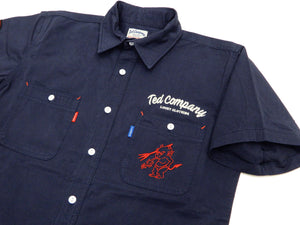 Tedman Shirt Men's Casual Lucky devil Custom Embroidered Short Sleeve Work Shirt Efu-Shokai TES-1200 Dark-Blue