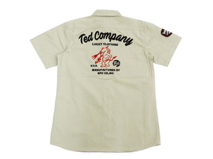 Tedman Shirt Men's Casual Lucky devil Custom Embroidered Short Sleeve Work Shirt Efu-Shokai TES-1200 Beige