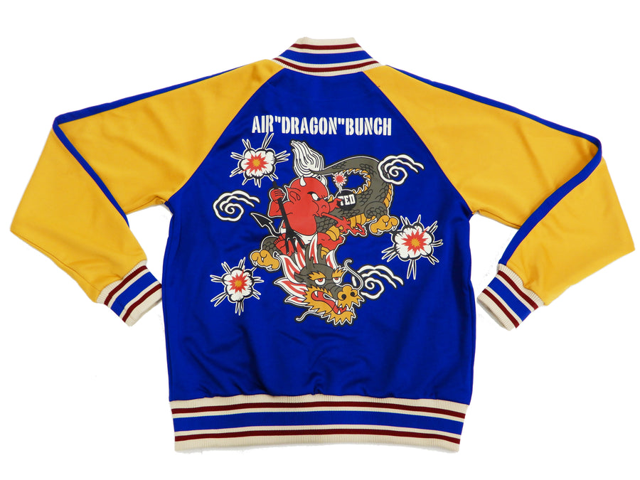 Tedman Men's Casual Zip-Up Track Jacket with Lucky Devil Graphic TJS-2900 Blue/Orange