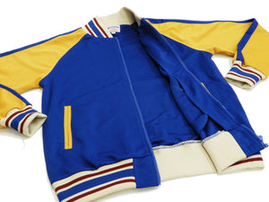 Tedman Men's Casual Zip-Up Track Jacket with Lucky Devil Graphic TJS-2900 Blue/Orange