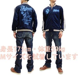 Tedman Men's Casual Zip-Up Track Jacket with Lucky Devil Graphic TJS-3200 Navy-Blue