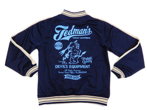 Tedman Men's Casual Zip-Up Track Jacket with Lucky Devil Graphic TJS-3200 Navy-Blue