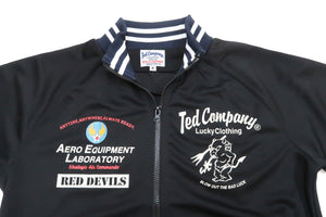 Tedman Men's Casual Zip-Up Track Jacket with Lucky Devil Military Style Graphic TJS-3500 Black