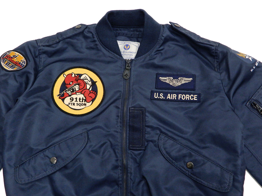 Tedman Men's L-2 Flight Jacket Lucky Devil Custom Nylon Bomber Jacket TL2-180 Navy-Blue