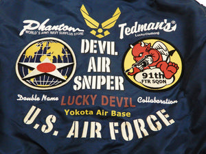 Tedman Men's L-2 Flight Jacket Lucky Devil Custom Nylon Bomber Jacket TL2-180 Navy-Blue