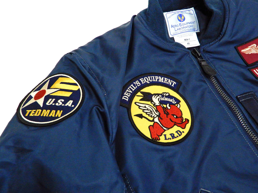 Tedman MA-1 Flight Jacket Men's Custom MA1 Bomber with Patch Embroidery TMA-570 Navy-Blue