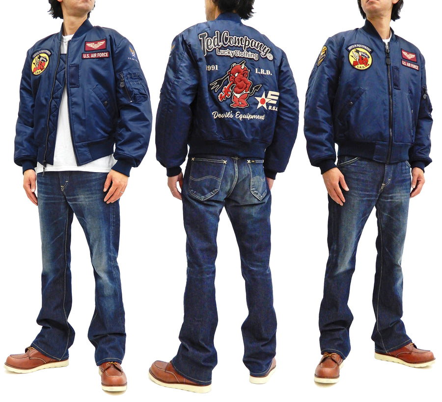Tedman MA-1 Flight Jacket Men's Custom MA1 Bomber with Patch Embroidery TMA-570 Navy-Blue