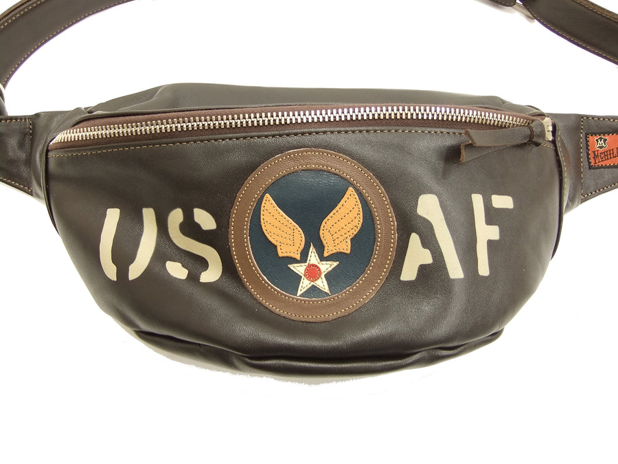 TOYS McCOY Leather Sling Bag Men's Casual USAF Military Style TMA1606 Brown