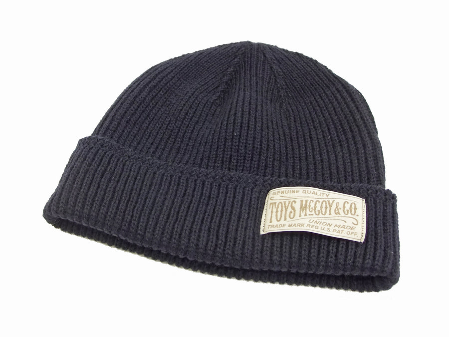 TOYS McCOY Men's Watch Cap Red Cross Military Wool Knit Winter Hat TMA1633 Navy-Blue