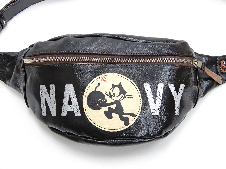 TOYS McCOY Leather Waist bag Felix the Cat Men's Casual Military Style TMA1912 Black